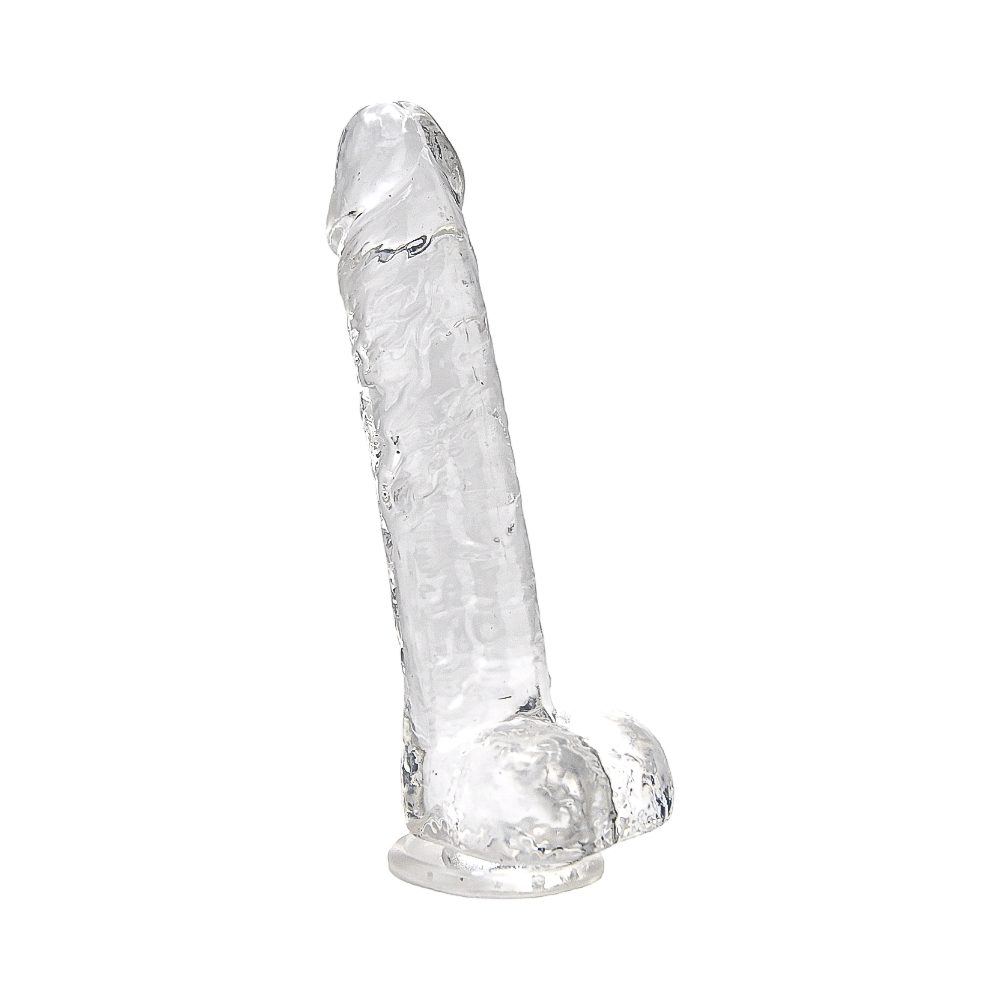 Loving Joy 8 Inch Dildo with Balls Clear - Image 3
