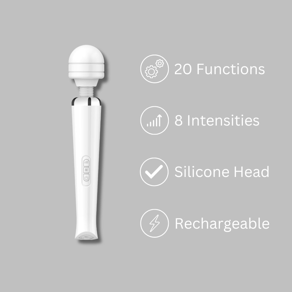 Loving Joy Rechargeable Magic Wand Vibrator White - Image 3