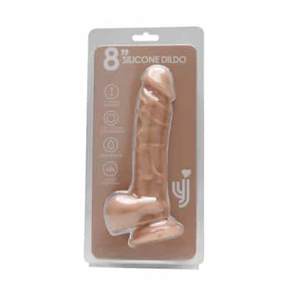 Loving Joy 8 Inch Realistic Silicone Dildo with Suction Cup and Balls Vanilla - Image 7