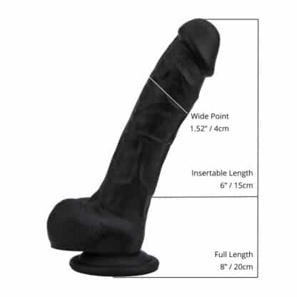 Loving Joy 8 Inch Realistic Silicone Dildo with Suction Cup and Balls Black - Image 6