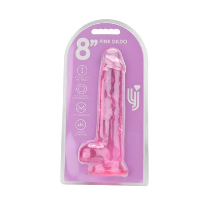 Loving Joy 8 Inch Dildo with Balls Pink - Image 6