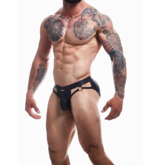 C4M Dungeon Black Leatherette Jockstrap - small