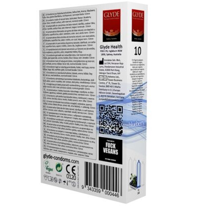 Glyde Ultra Blueberry Flavour Vegan Condoms 10 Pack - Image 3