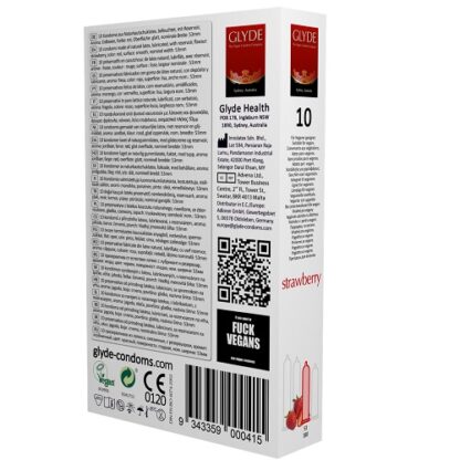 Glyde Ultra Strawberry Flavour Vegan Condoms 10 Pack - Image 4