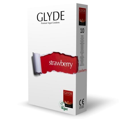 Glyde Ultra Strawberry Flavour Vegan Condoms 10 Pack - Image 3