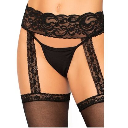Leg Avenue Sheer Thigh High Stockings with attached Lace Garterbelt - Image 3