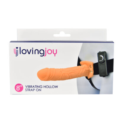 Loving Joy 8 Inch Vibrating Hollow Strap On Vanilla - Image 5