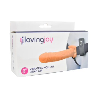 Loving Joy 8 Inch Vibrating Hollow Strap On Vanilla - Image 7