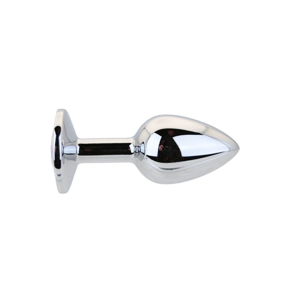 Toosh Silver Metal Butt Plug Small Clear Stone - Image 3
