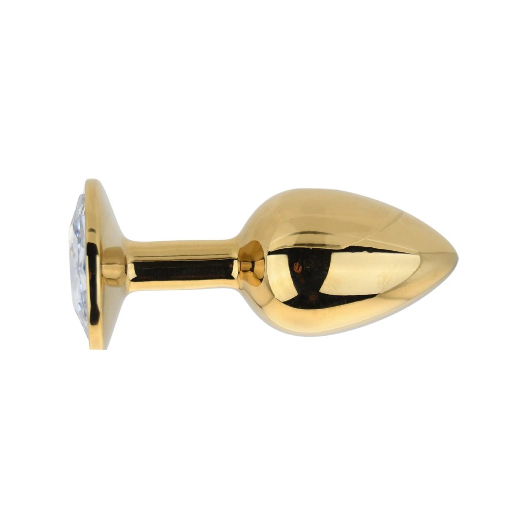 Toosh Gold Metal Butt Plug Small Clear Stone - Image 2