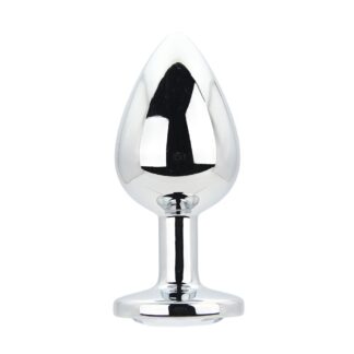 Toosh Silver Metal Butt Plug Large Clear Stone