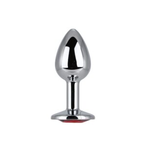 Toosh Silver Metal Butt Plug Small Red Stone