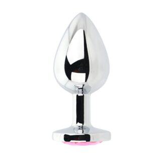 Toosh Silver Metal Butt Plug Large Pink Stone