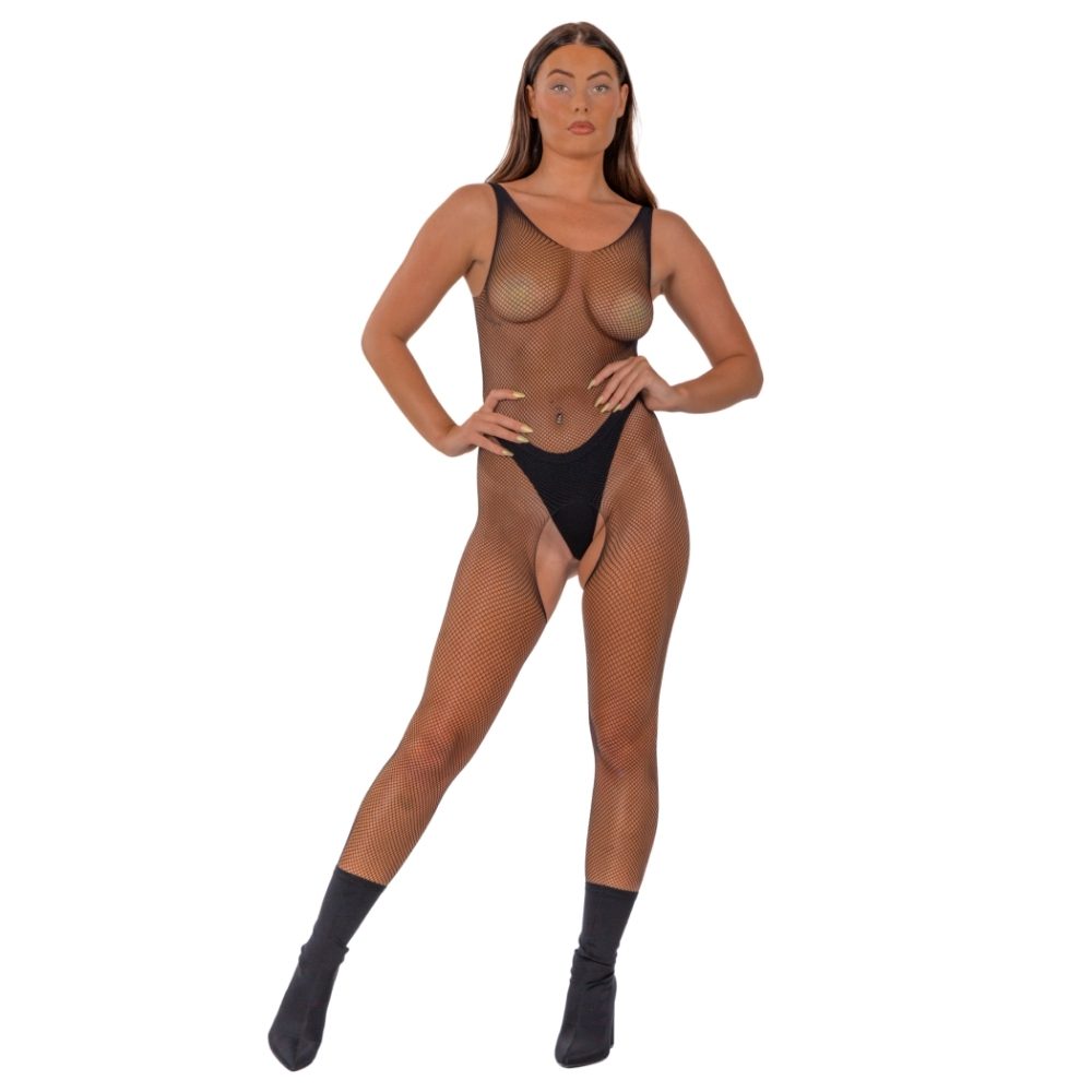 Lace by LJ Fishnet Crotchless Bodystocking Black - Image 2