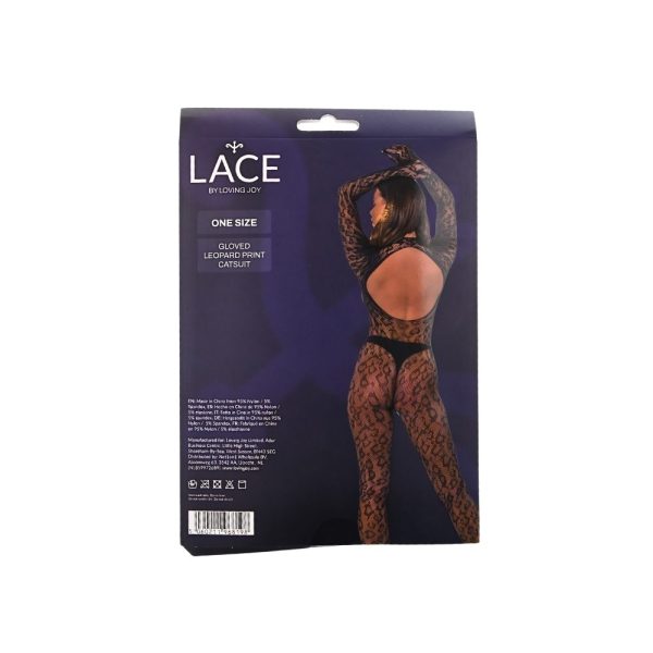 Lace by LJ Gloved Leopard Print Catsuit Black - Image 6